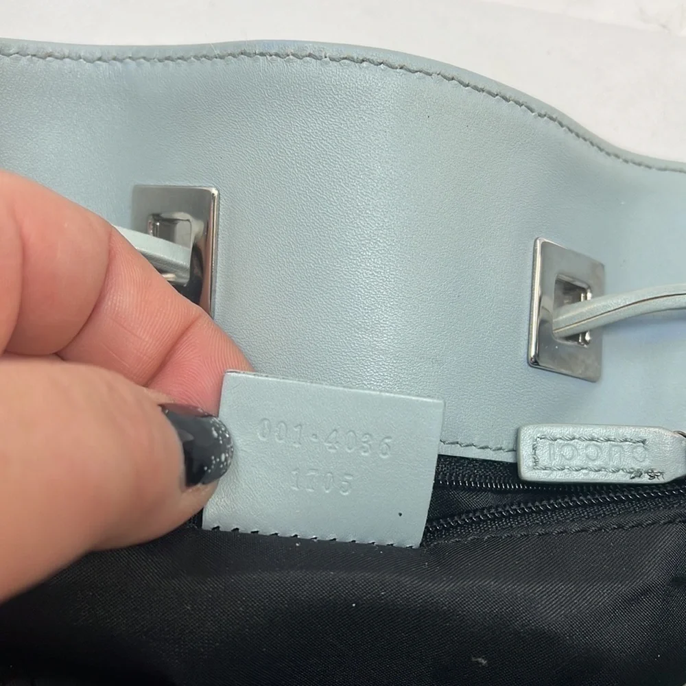 Gucci Ballistic Nylon & Leather Seafoam Drawstring Shoulder Bag